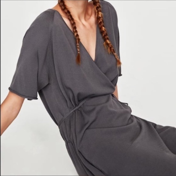 ZARA Knit Harem Gray Jumpsuit - Picture 2 of 16